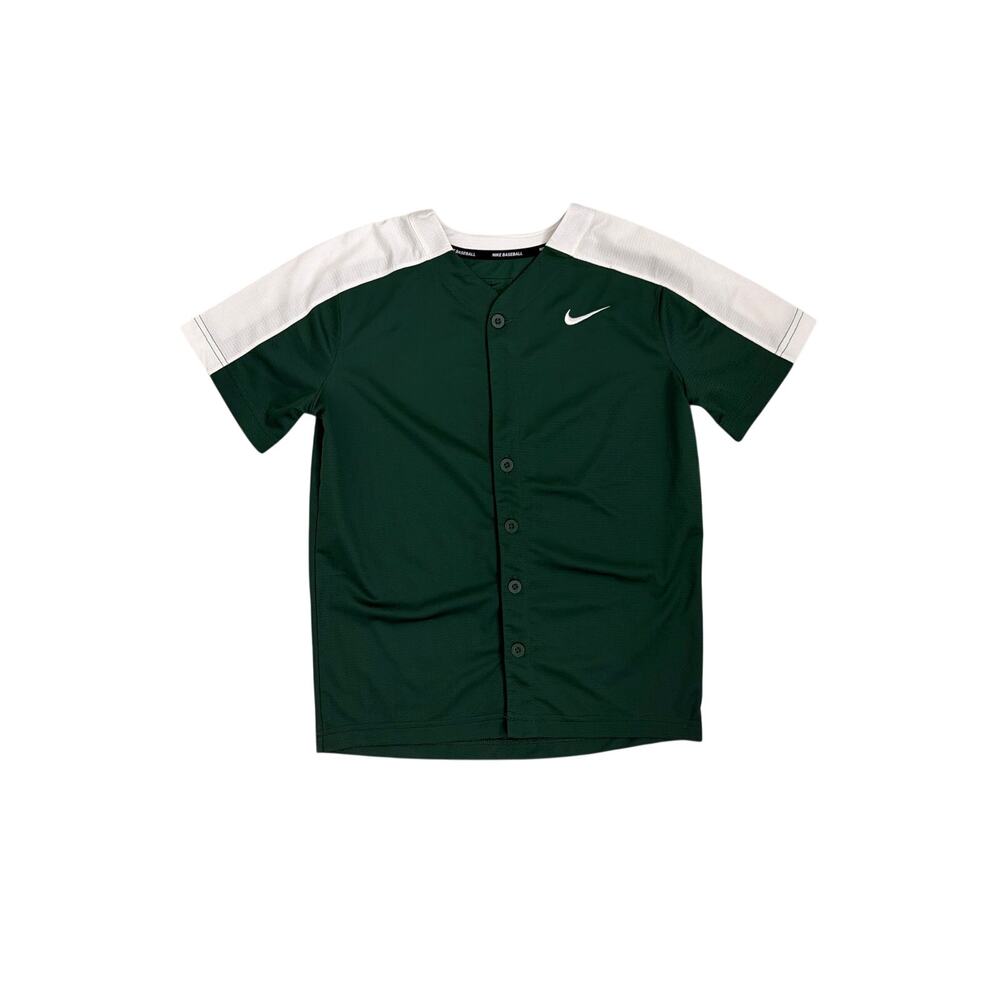 Nike Baseball Team Vapor Select Full Button Jersey Green White Medium 10/12
